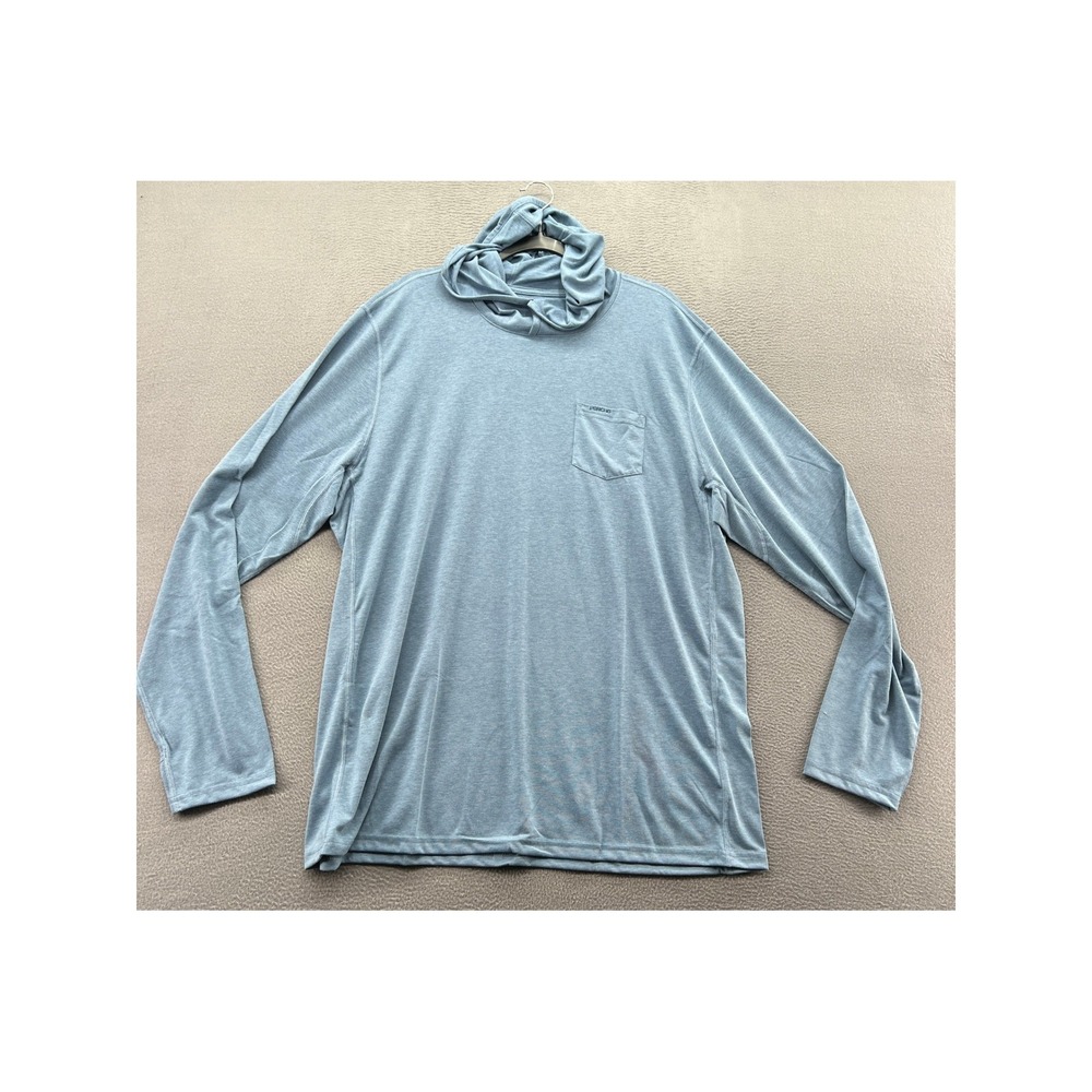 Poncho Shirt Men's XXL Blue Heathered Outdoors Sun Hoodie Long Sleeve Fishing